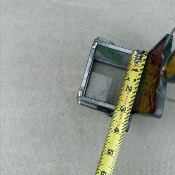 Vintage Stained Glass Christmas Holly And Candle Votive Tea Light Holder 8" - Picture 6 of 6